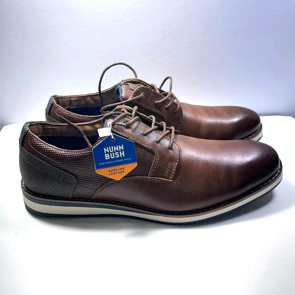 Nunn Bush Circuit  Plain Toe Oxford‎ Men's Brandy  Shoes 10.5M Leather Comfort